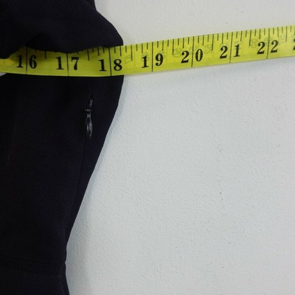 CLUB MONACO Navy Blue Shift Midi Dress 8 MEDIUM Puff Sleeve Scoop Neck A-line - Picture 8 of 13